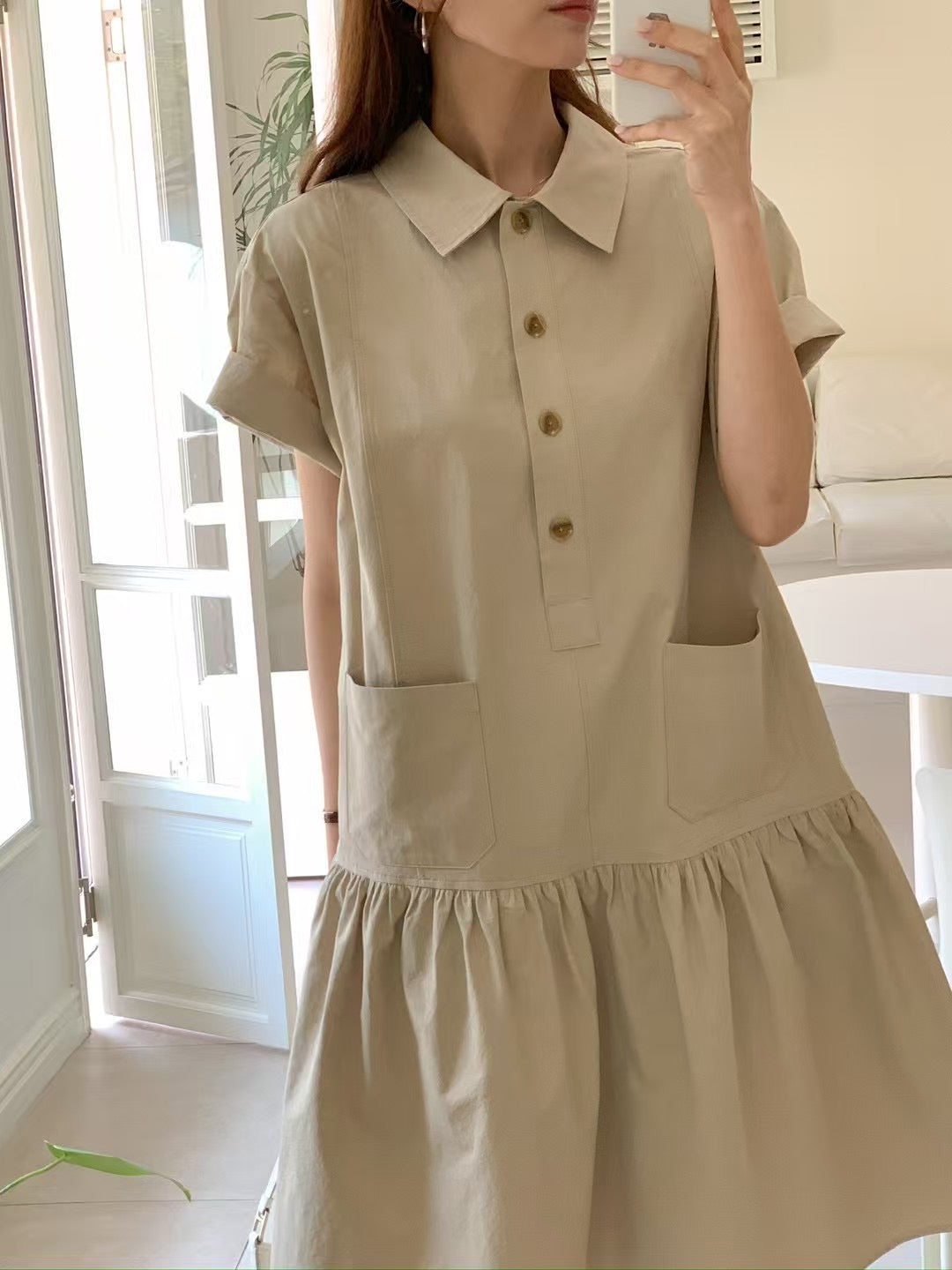 Simple Knee Length One Piece 簡約及膝連身裙
