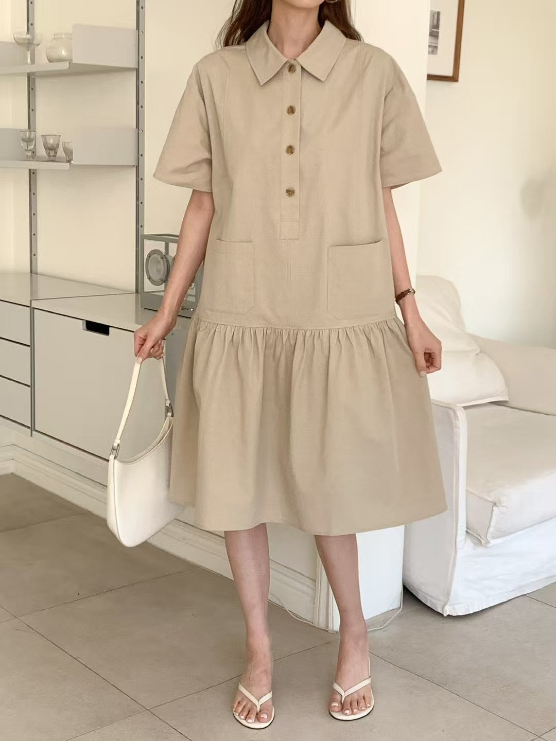 Simple Knee Length One Piece 簡約及膝連身裙