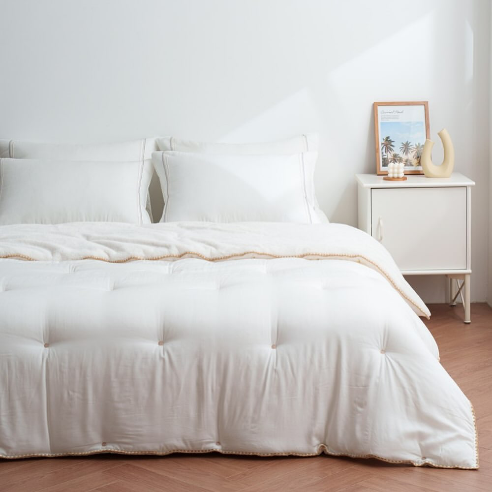 #122_簡約灰白 韓國棉被 天絲面料