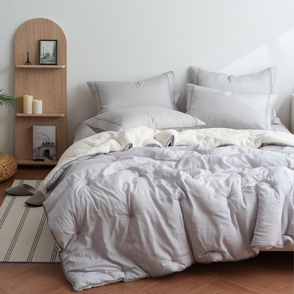 #122_簡約灰白 韓國棉被 天絲面料