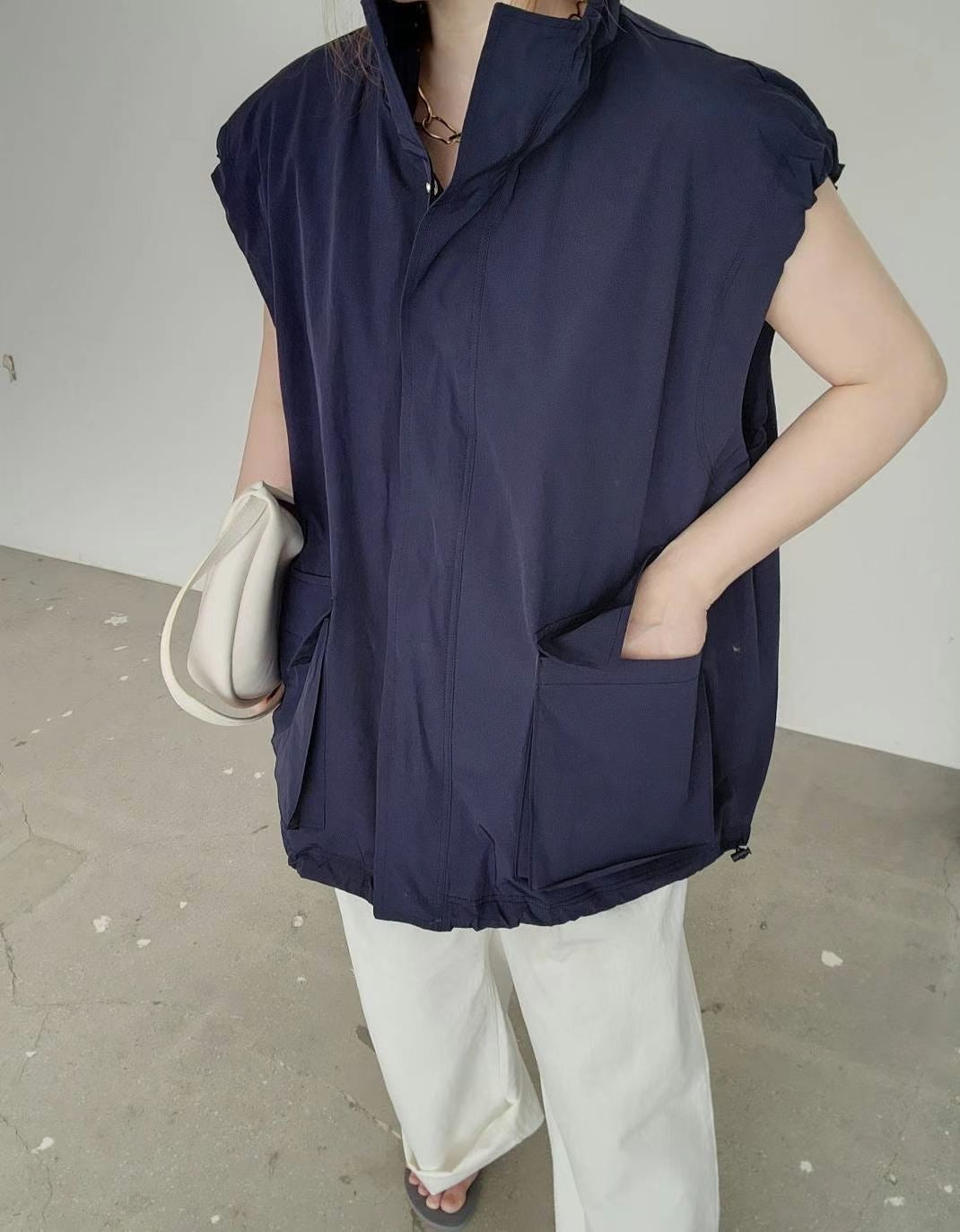 Oversized Vest Jacket 型格雙袋企領背心外套