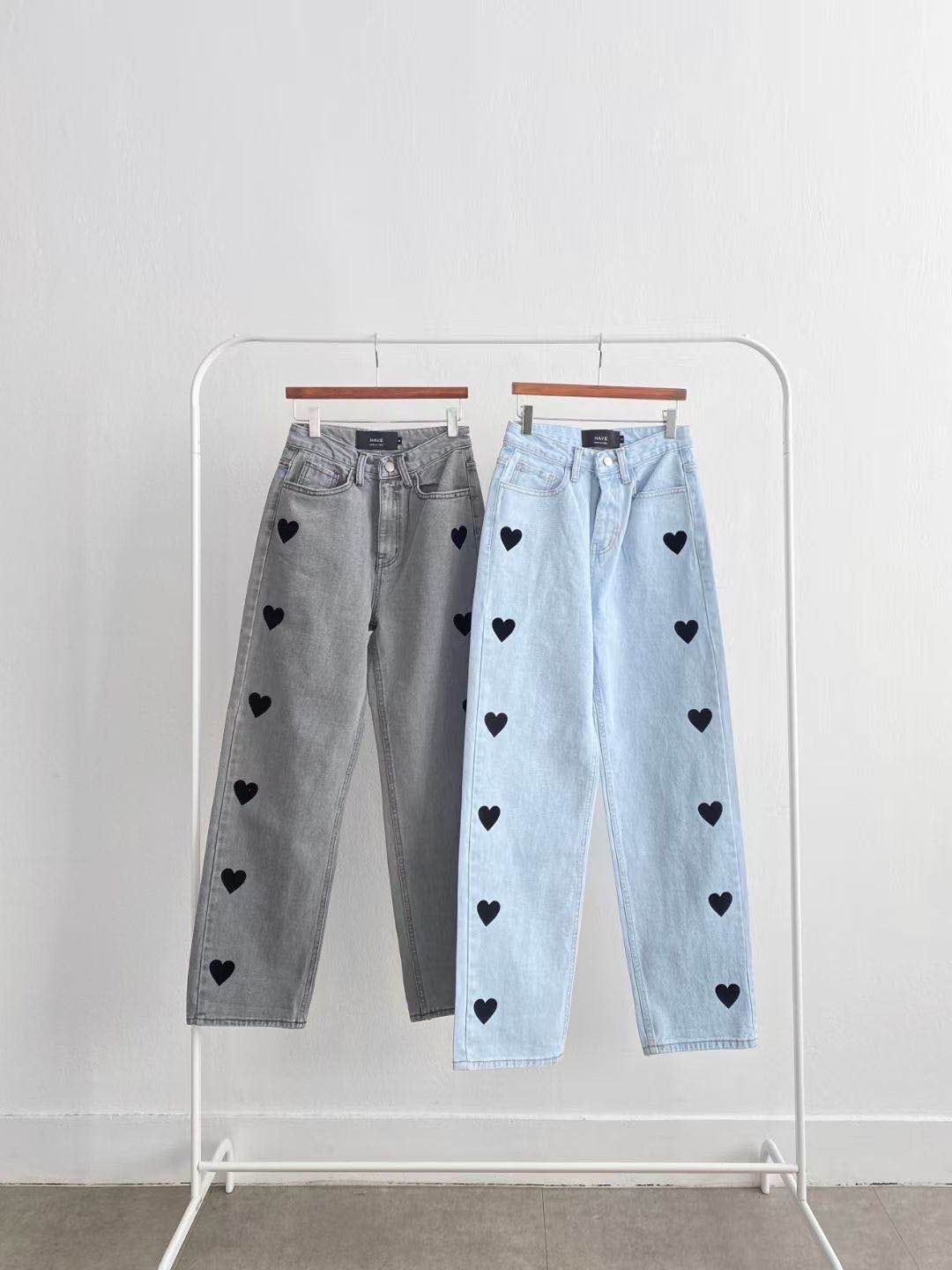 Regular Rise Pattern Jeans 中腰心心牛仔褲